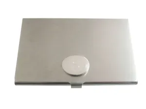 Silver Toned Etched Oval Letter S Monogram Business Card Holder