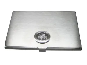 Silver Toned Etched Oval Lion Fish Business Card Holder