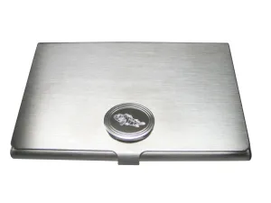 Silver Toned Etched Oval Rock Cod Fish Business Card Holder