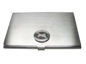 Silver Toned Etched Oval Unmanned Aerial Vehicle UAV Drone Business Card Holder