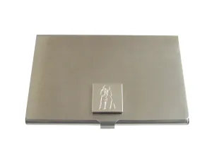 Silver Toned Etched Poodle Dog Business Card Holder