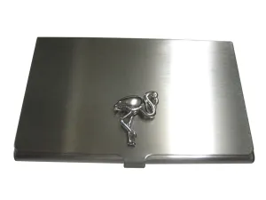 Silver Toned Flamingo Bird Business Card Holder