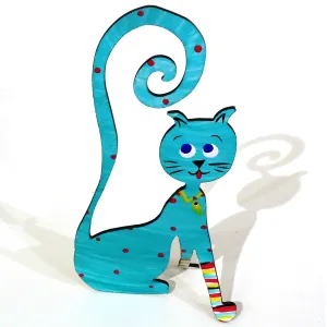 Sitting Cat Photo Holder - Aquamarine Green