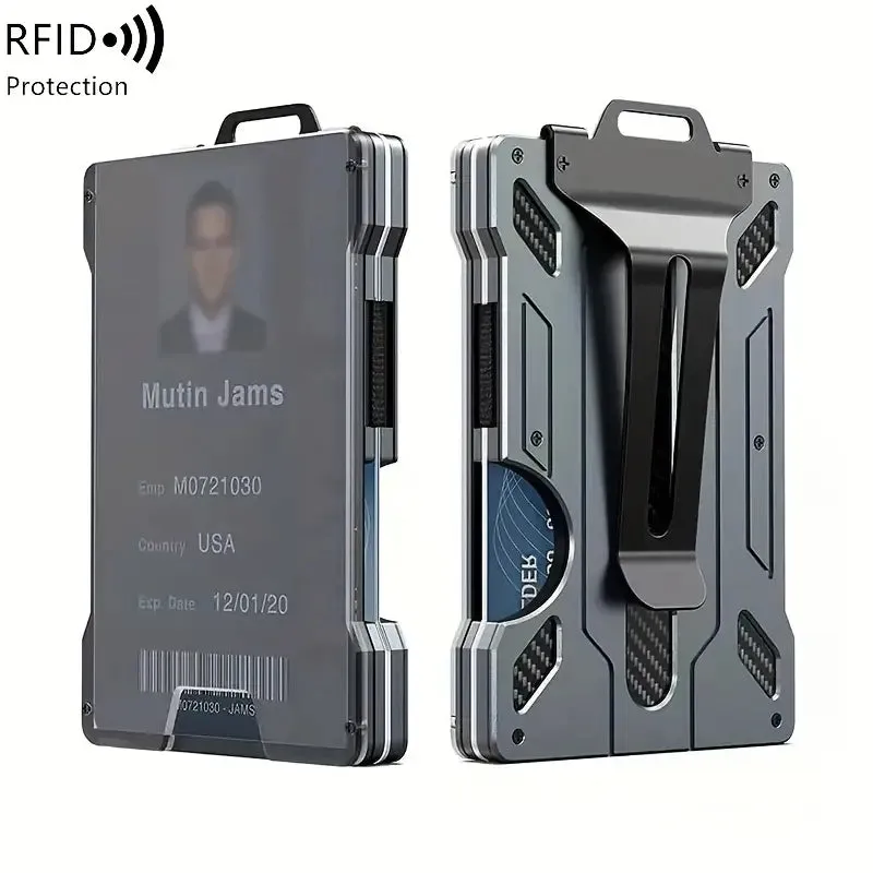Slim RFID-Blocking Wallet: Aluminum Money Clip, ID Window, 15-Card Capacity