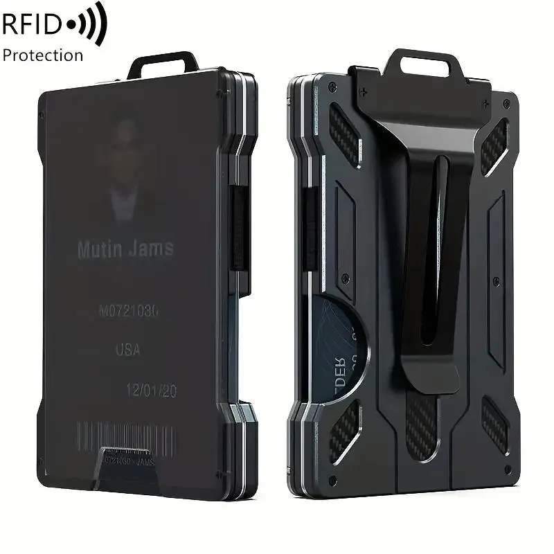 Slim RFID-Blocking Wallet: Aluminum Money Clip, ID Window, 15-Card Capacity