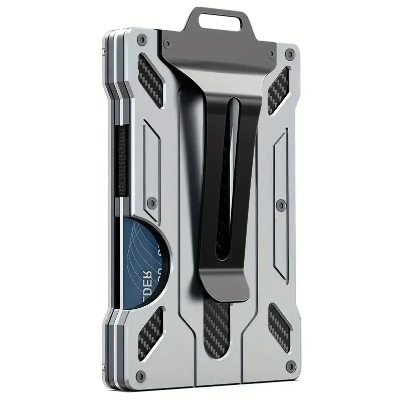 Slim RFID-Blocking Wallet: Aluminum Money Clip, ID Window, 15-Card Capacity