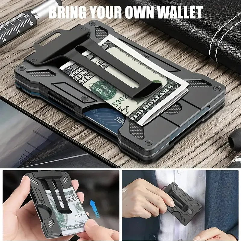Slim RFID-Blocking Wallet: Aluminum Money Clip, ID Window, 15-Card Capacity