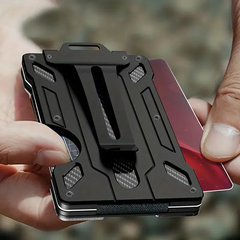 Slim RFID-Blocking Wallet: Aluminum Money Clip, ID Window, 15-Card Capacity