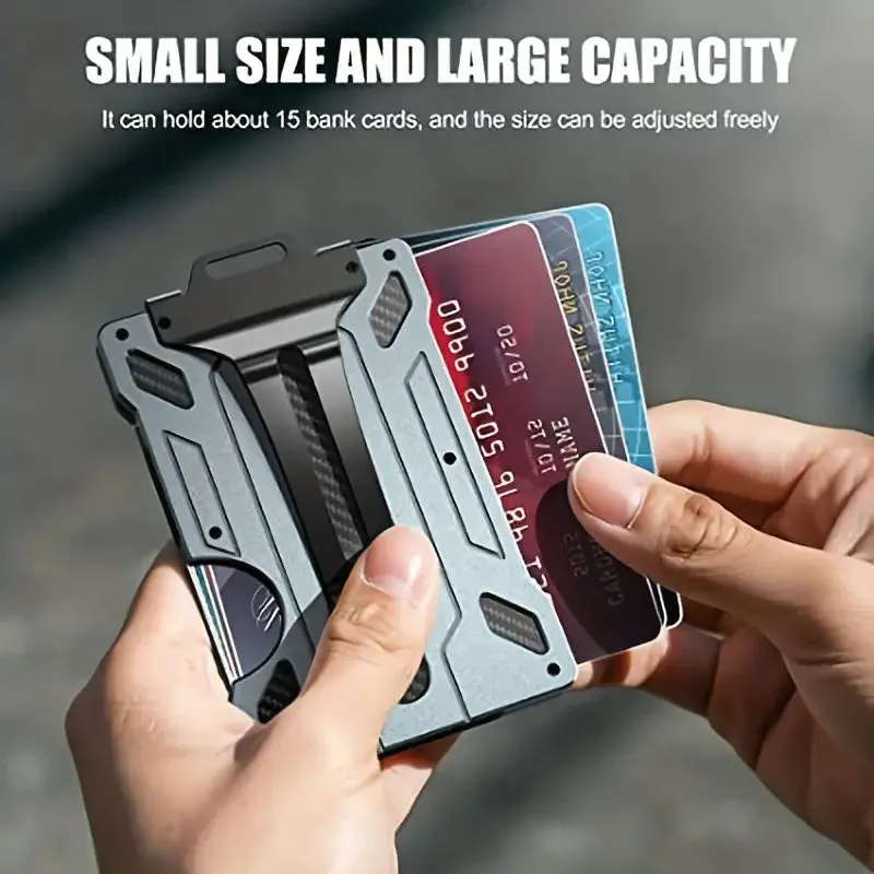 Slim RFID-Blocking Wallet: Aluminum Money Clip, ID Window, 15-Card Capacity