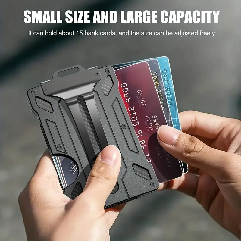 Slim RFID-Blocking Wallet: Aluminum Money Clip, ID Window, 15-Card Capacity