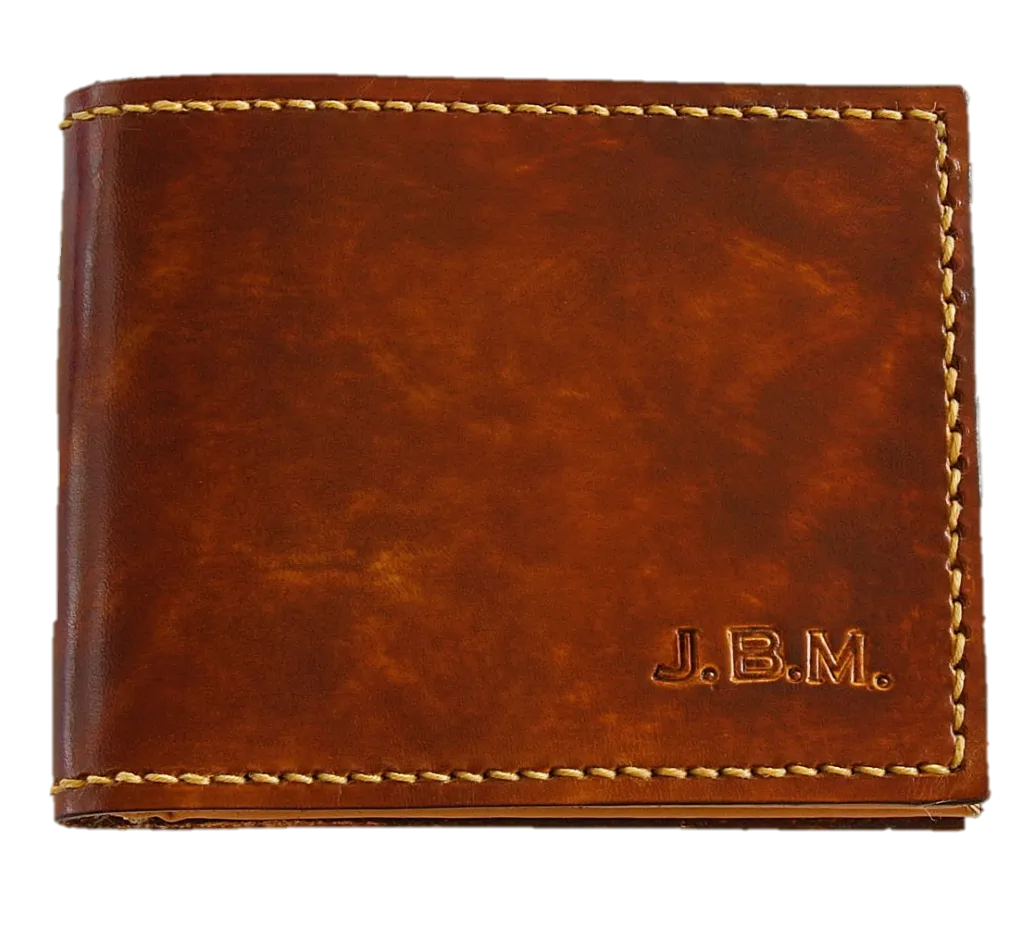Slimline Billfold Wallet (display) - Tan Interior - Embossed Initials