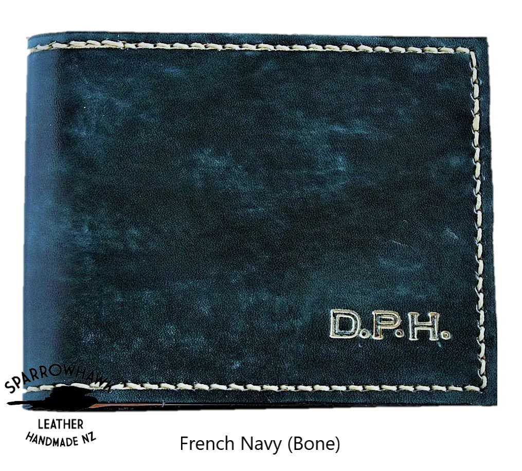 Slimline Billfold Wallet (no display) - Tan Interior - Embossed Initials
