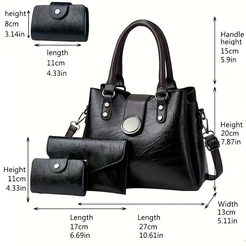 Small Handbag & Crossbody Bag Set – Casual PU Leather with Magnetic Closure