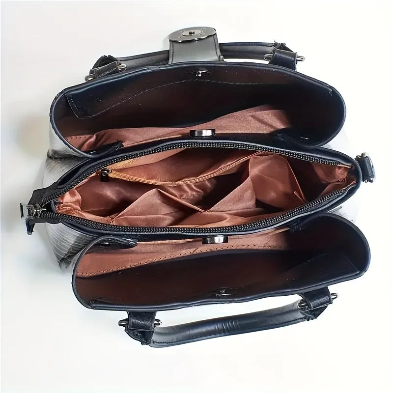 Small Handbag & Crossbody Bag Set – Casual PU Leather with Magnetic Closure