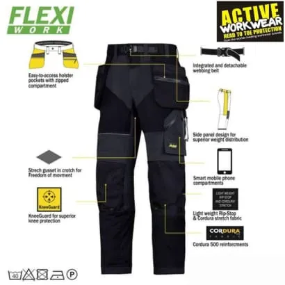 Snickers 6902 Flexi Work Trousers with Knee Pad & Holster Pockets - Enhanced Comfort & Functionality