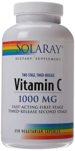 Solaray C - Suplemento de liberación temporal de dos etapas, 1000 mg, 250 unidades