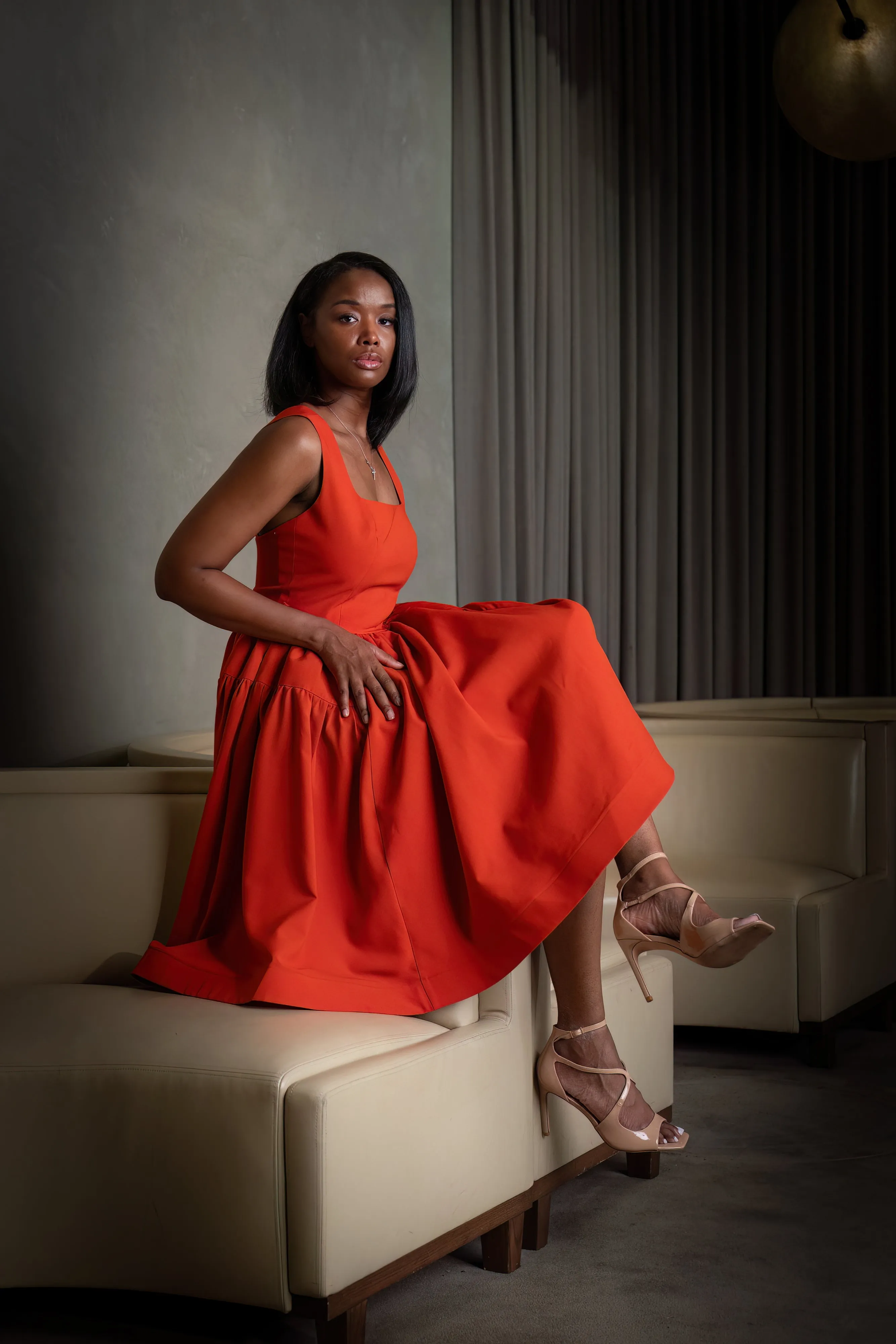 Square-Neck Ruffled  Dress
