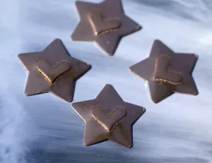 Star shape with Heart Embossed Blank Cutout for Enameling Stamping Texturing Metalworking Jewelry Making Blanks - 4 pieces