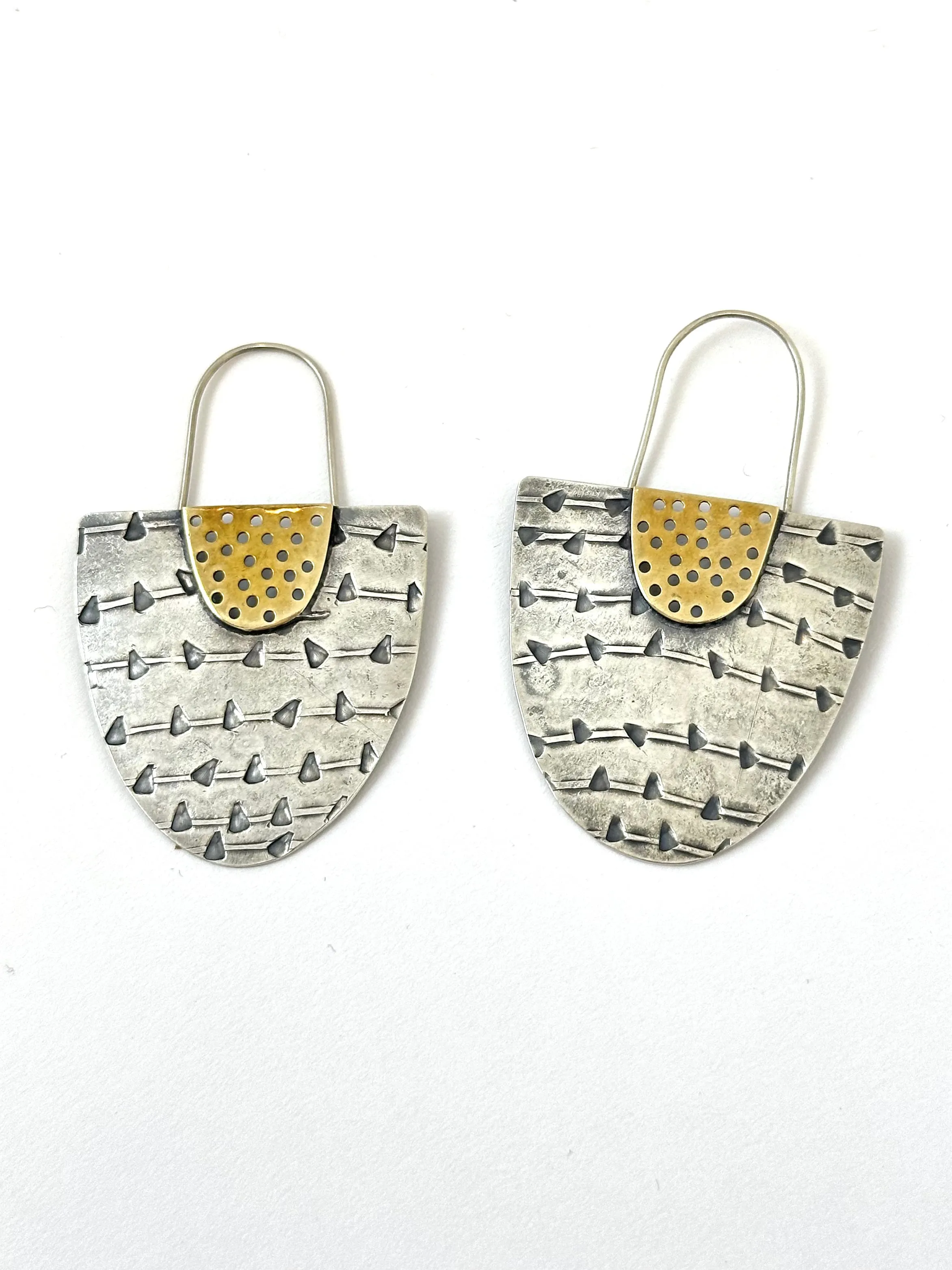 Sterling Silver Embossed Arch Earrings