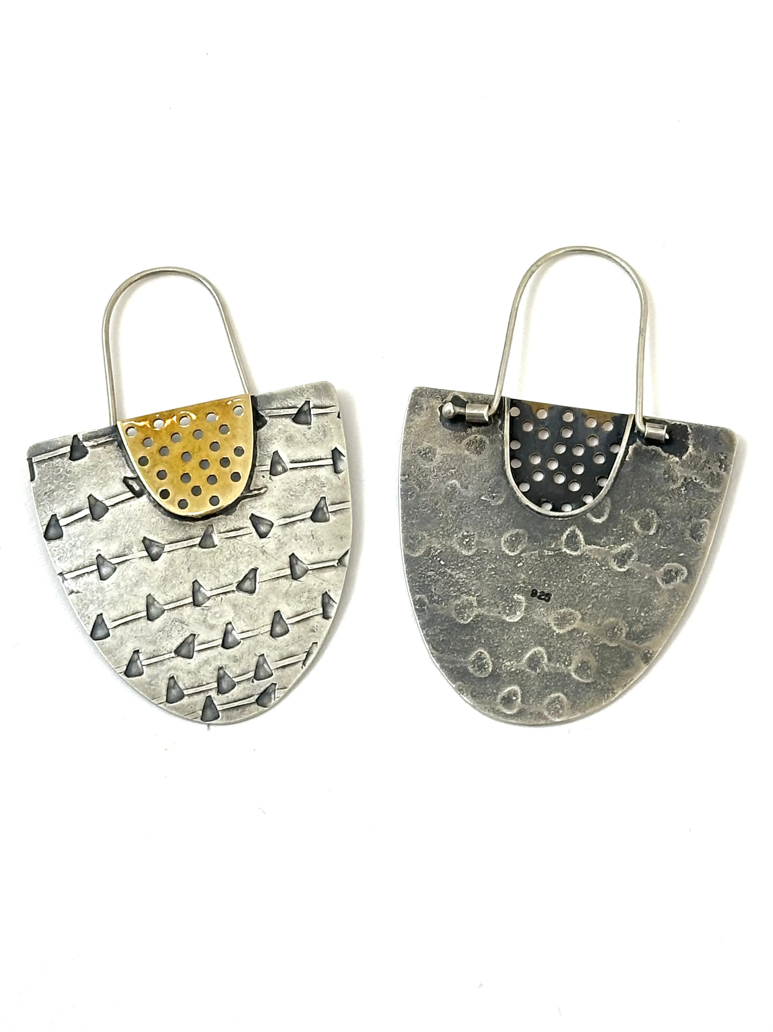 Sterling Silver Embossed Arch Earrings