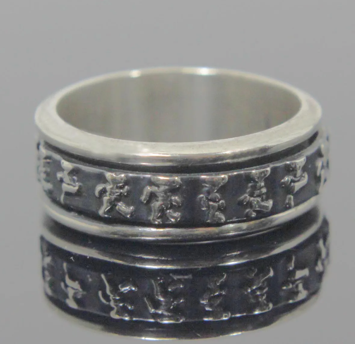 Sterling Silver Spinner Ring Grateful Dead Dancing Bears Size 8.5