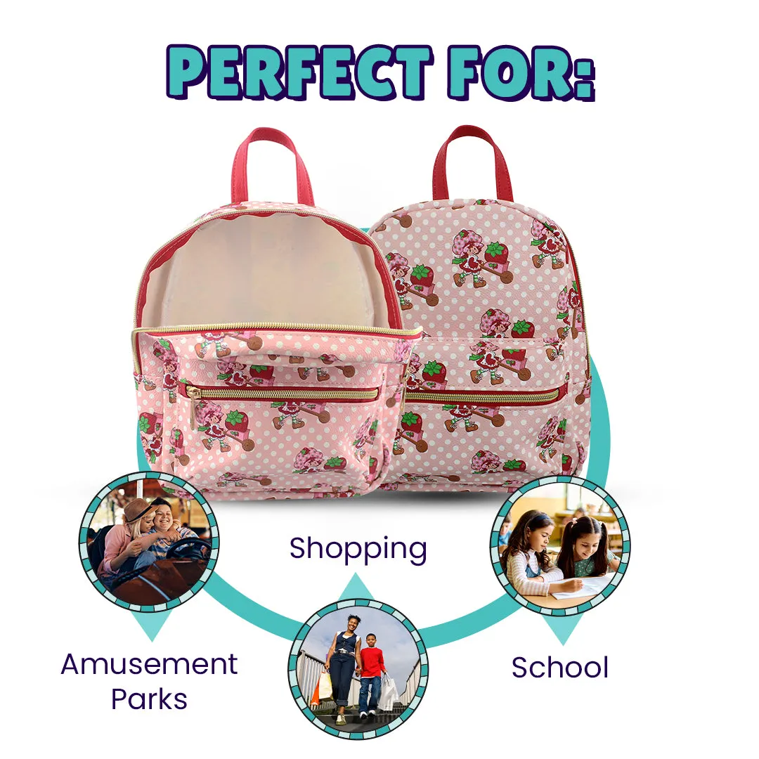 Strawberry Shortcake Mini PU Leather Backpack Purse with Adjustable Straps 10 In