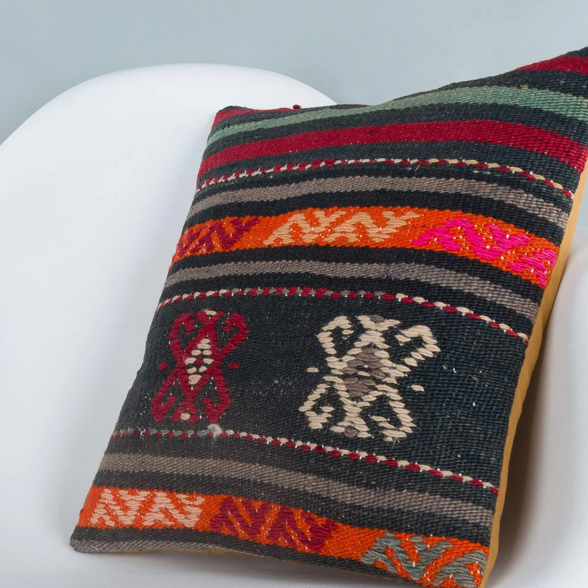 Striped Multiple Color Kilim Pillow Cover 16x16 6879