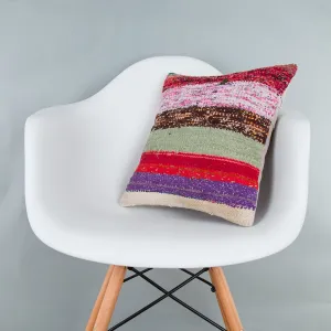 Striped Multiple Color Kilim Pillow Cover 16x16 7510