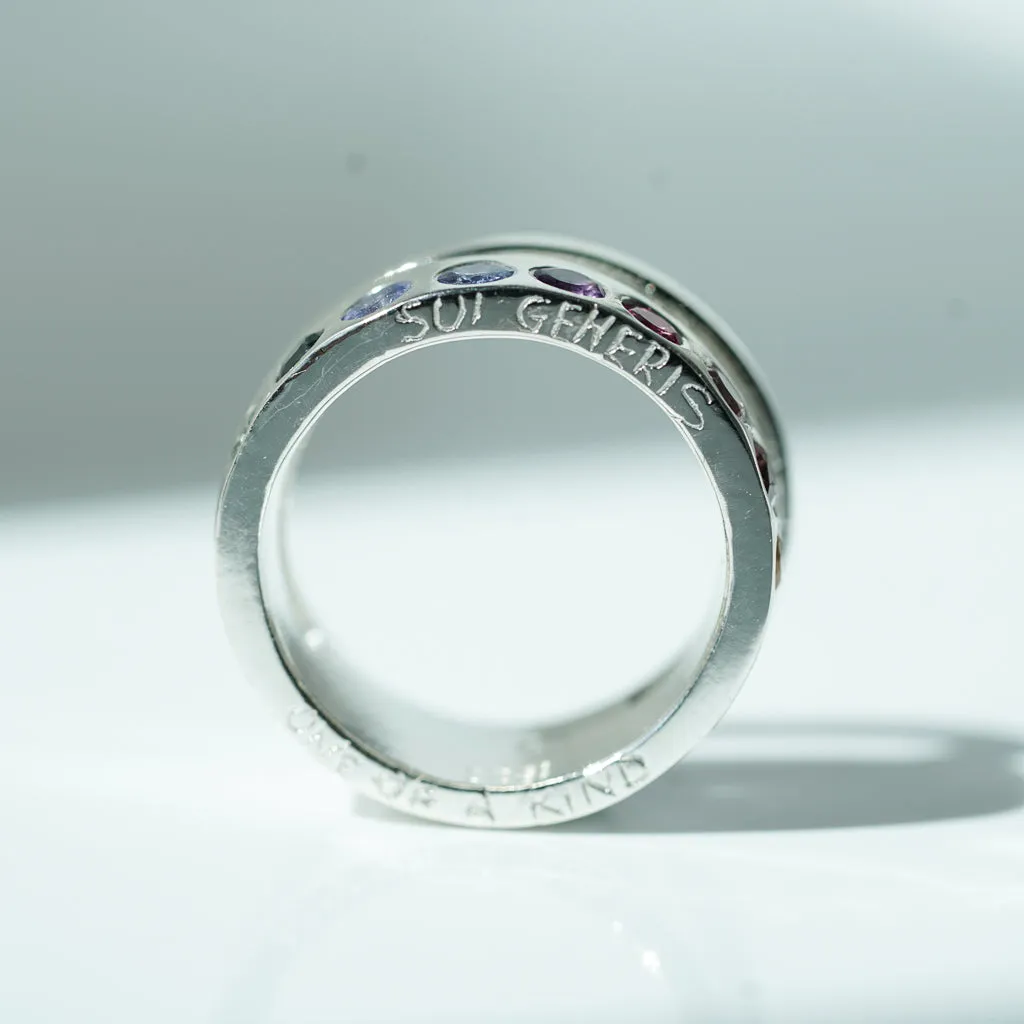 Sui generis silver ring with sapphires
