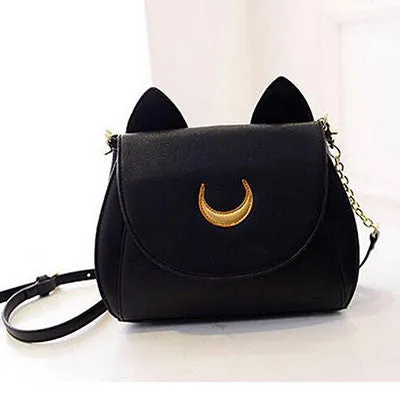 Summer Limited Sailor Moon Chain Shoulder Bag Ladies Luna Cat PU Leather Handbag Women Messenger Crossbody Small Bag
