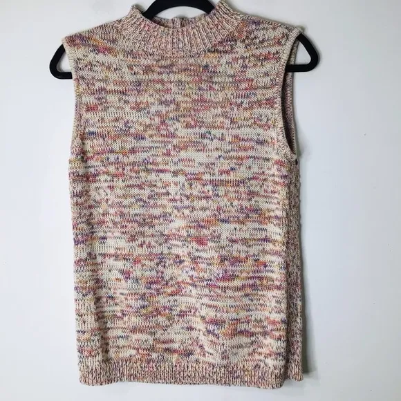 Talbots sweater women medium sleeveless lightweight multicolor