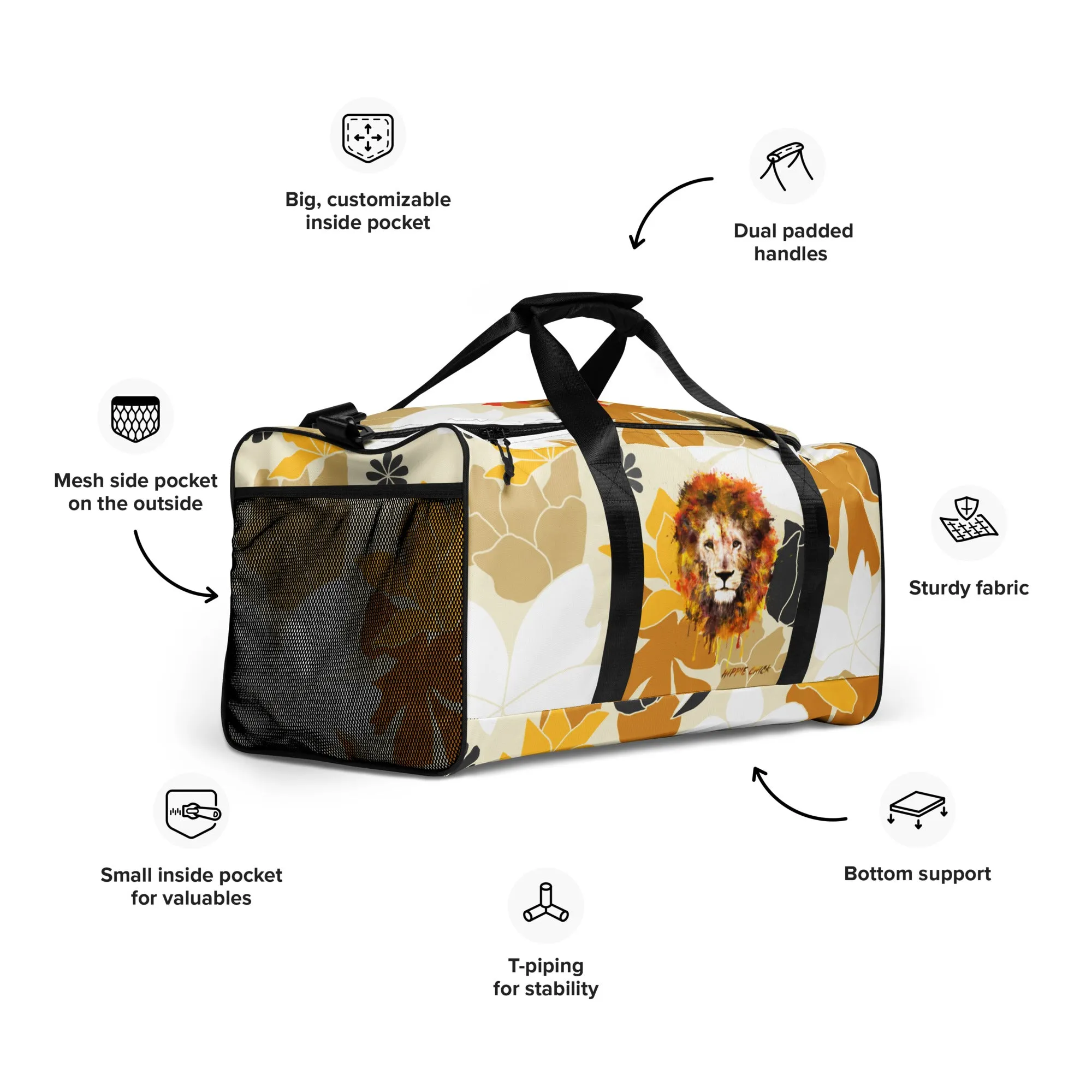 Tan Flowers Duffle Bag - OG Hippie Chick
