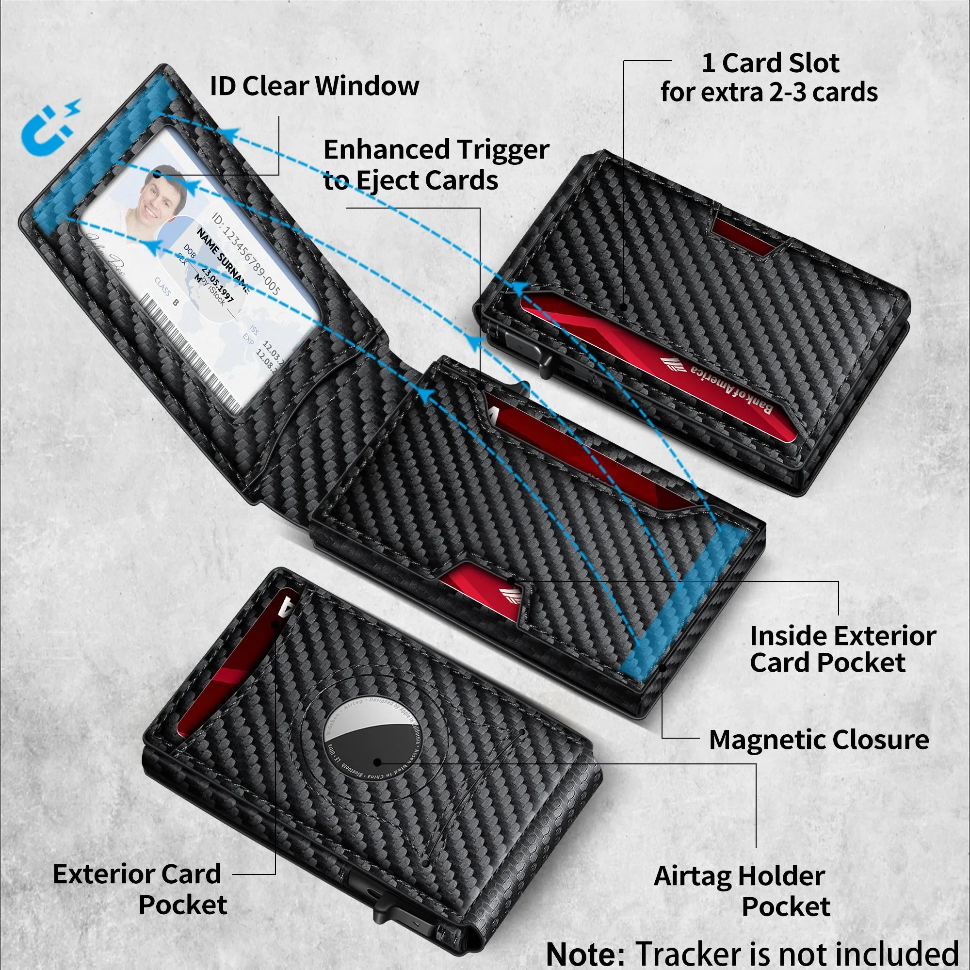 TANGMO Smart Wallet with RFID Blocking and AirTag Holder