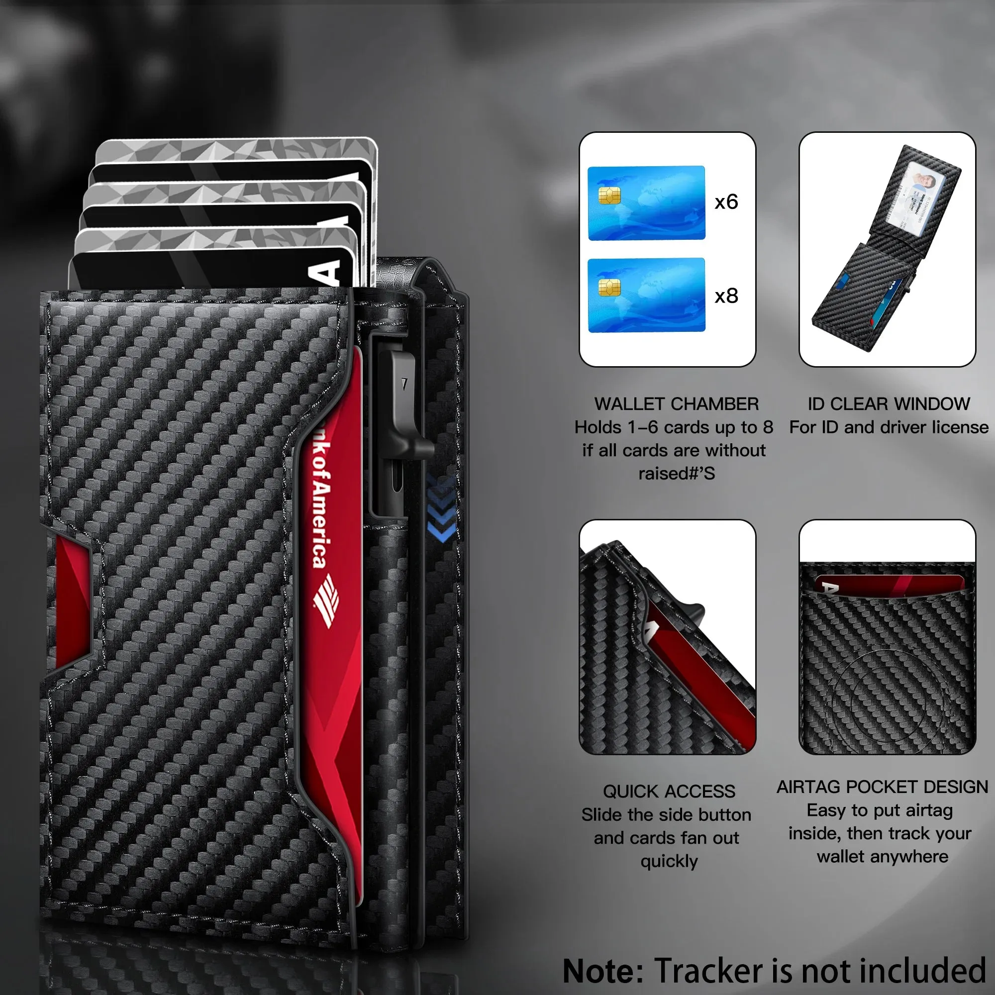 TANGMO Smart Wallet with RFID Blocking and AirTag Holder
