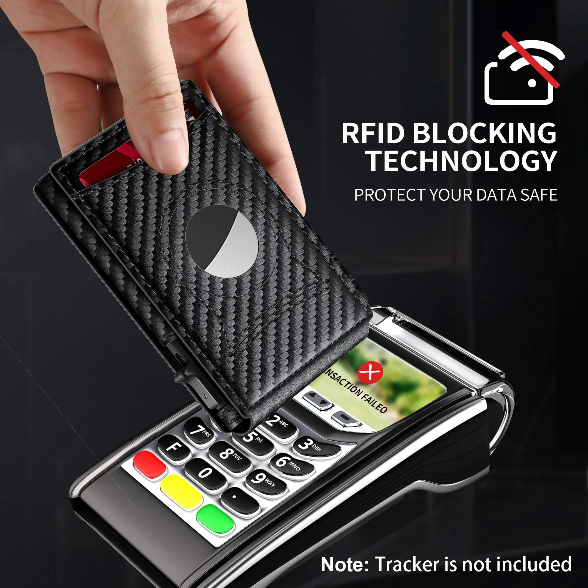 TANGMO Smart Wallet with RFID Blocking and AirTag Holder