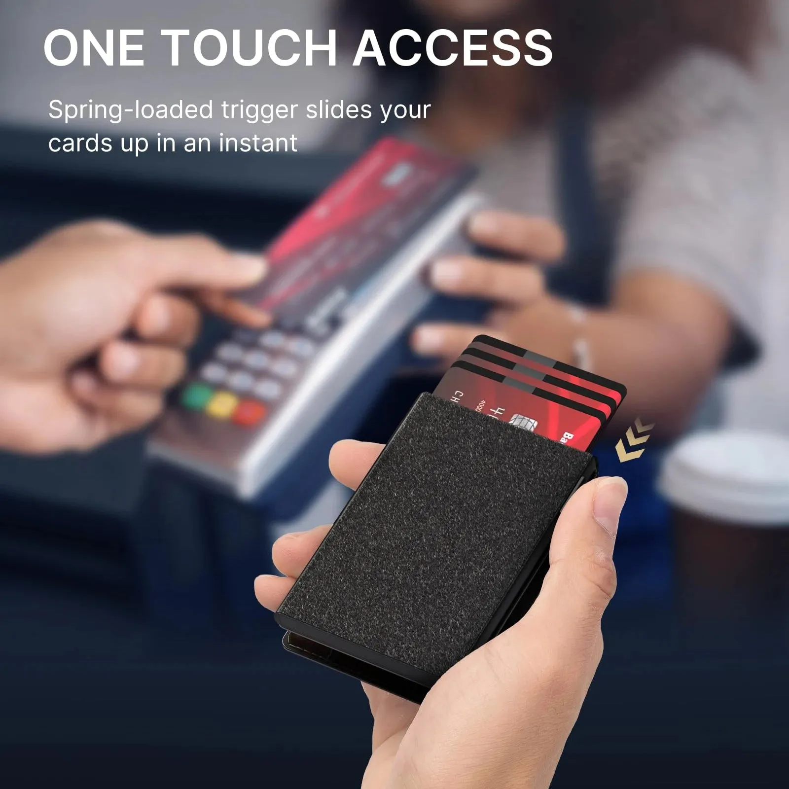 TANGMO Smart Wallet with RFID Blocking and Card Pop Up