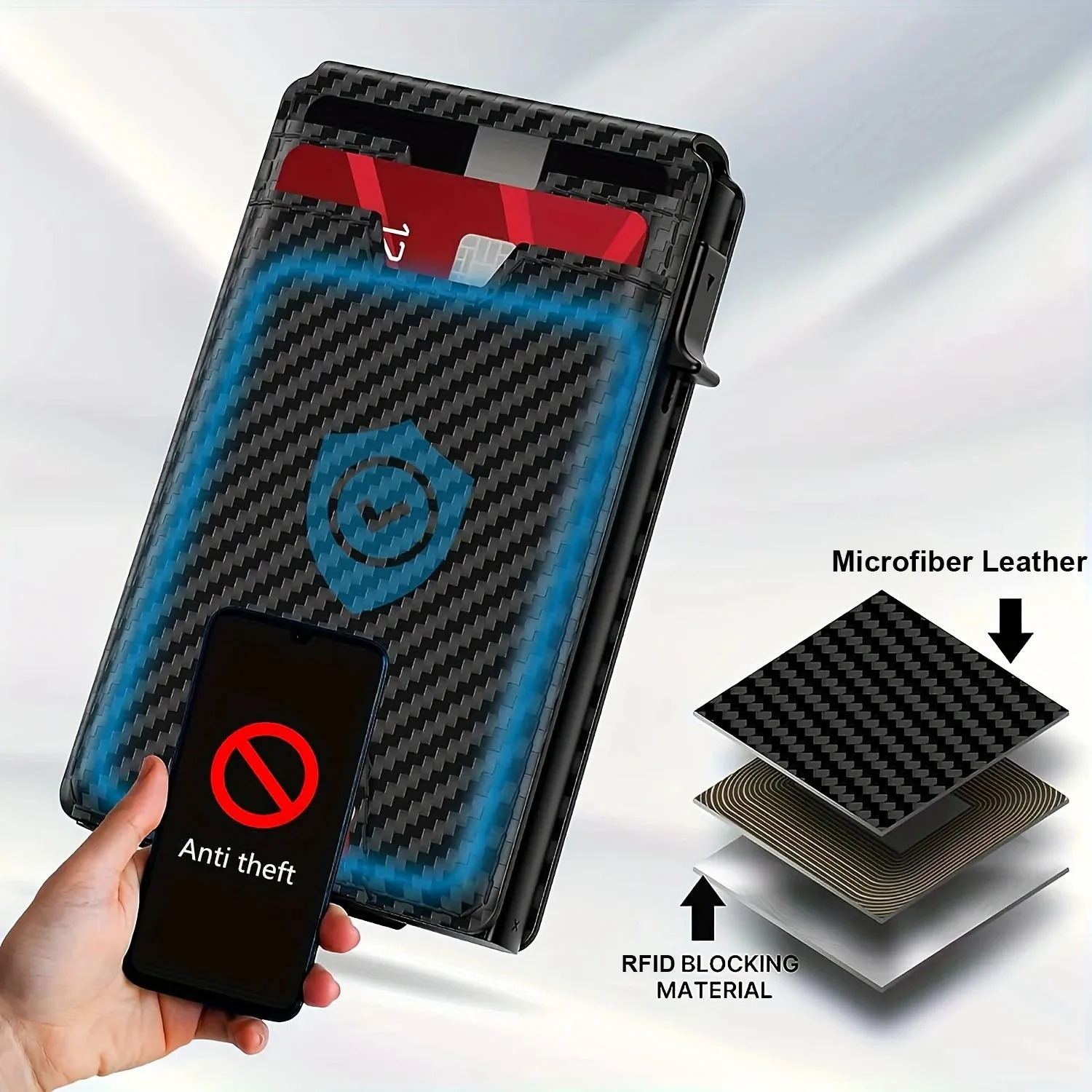 TANGMO Smart Wallet with RFID Blocking and Card Pop Up
