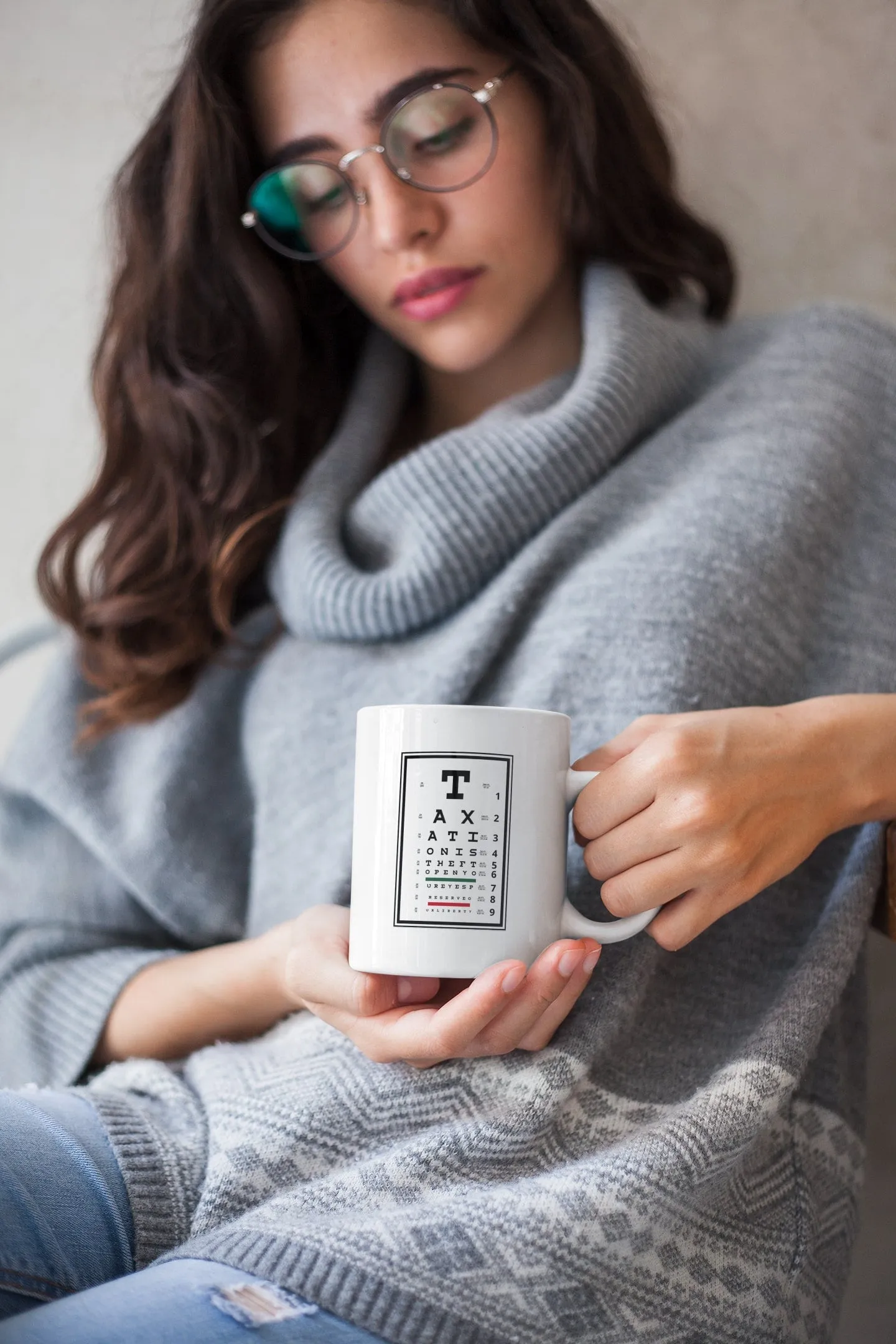 Taxation is Theft Eye Chart 11oz Mug