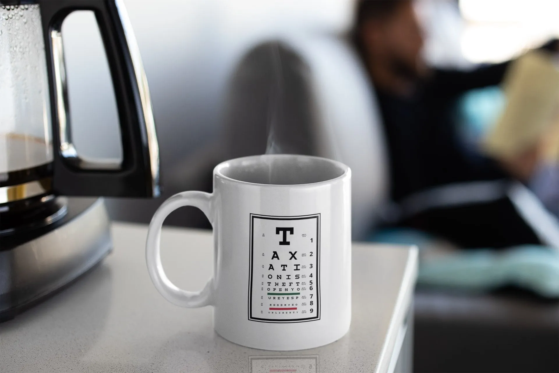Taxation is Theft Eye Chart 11oz Mug