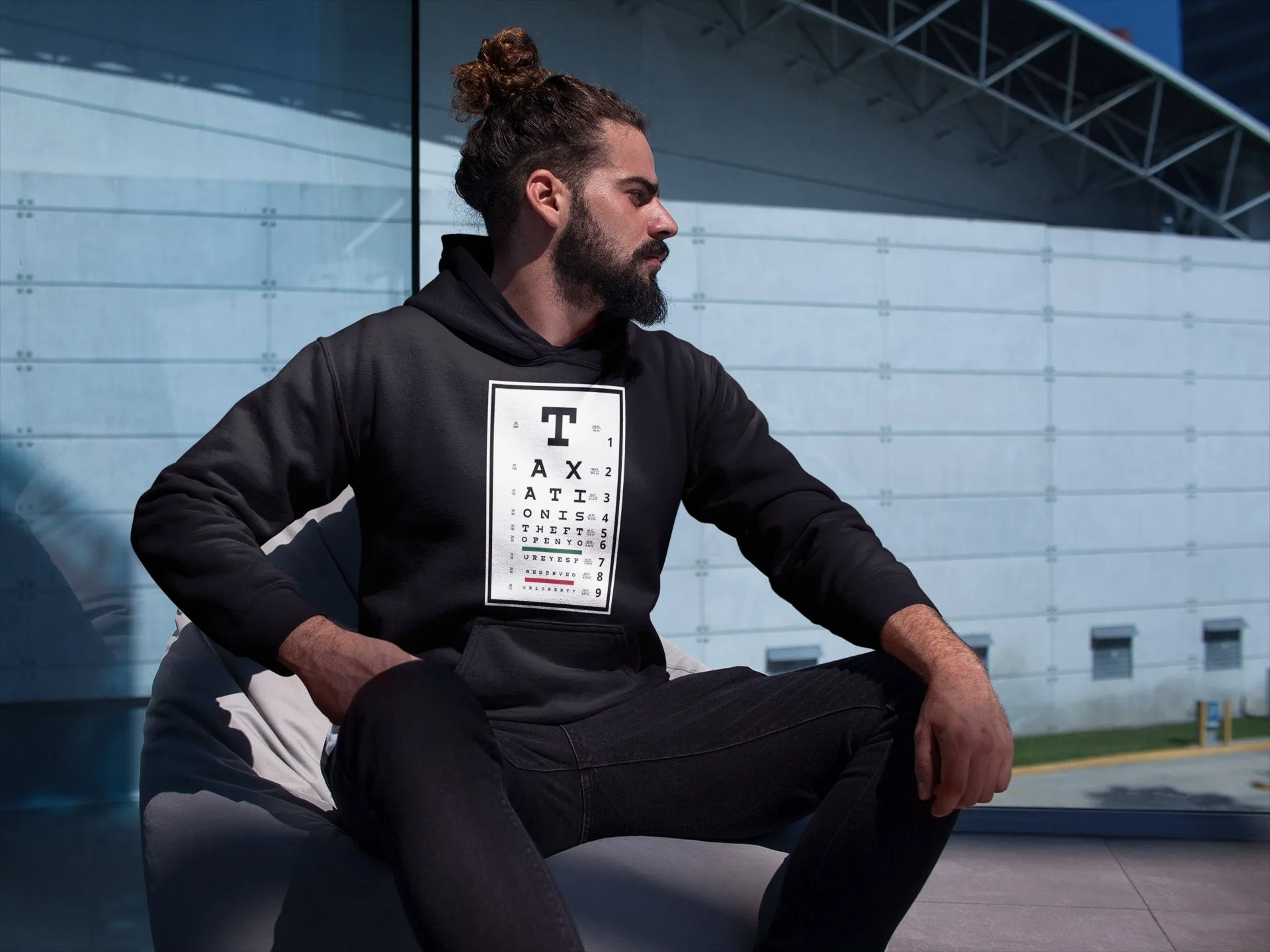 Taxation is Theft Eye Chart Heavy Hoodie