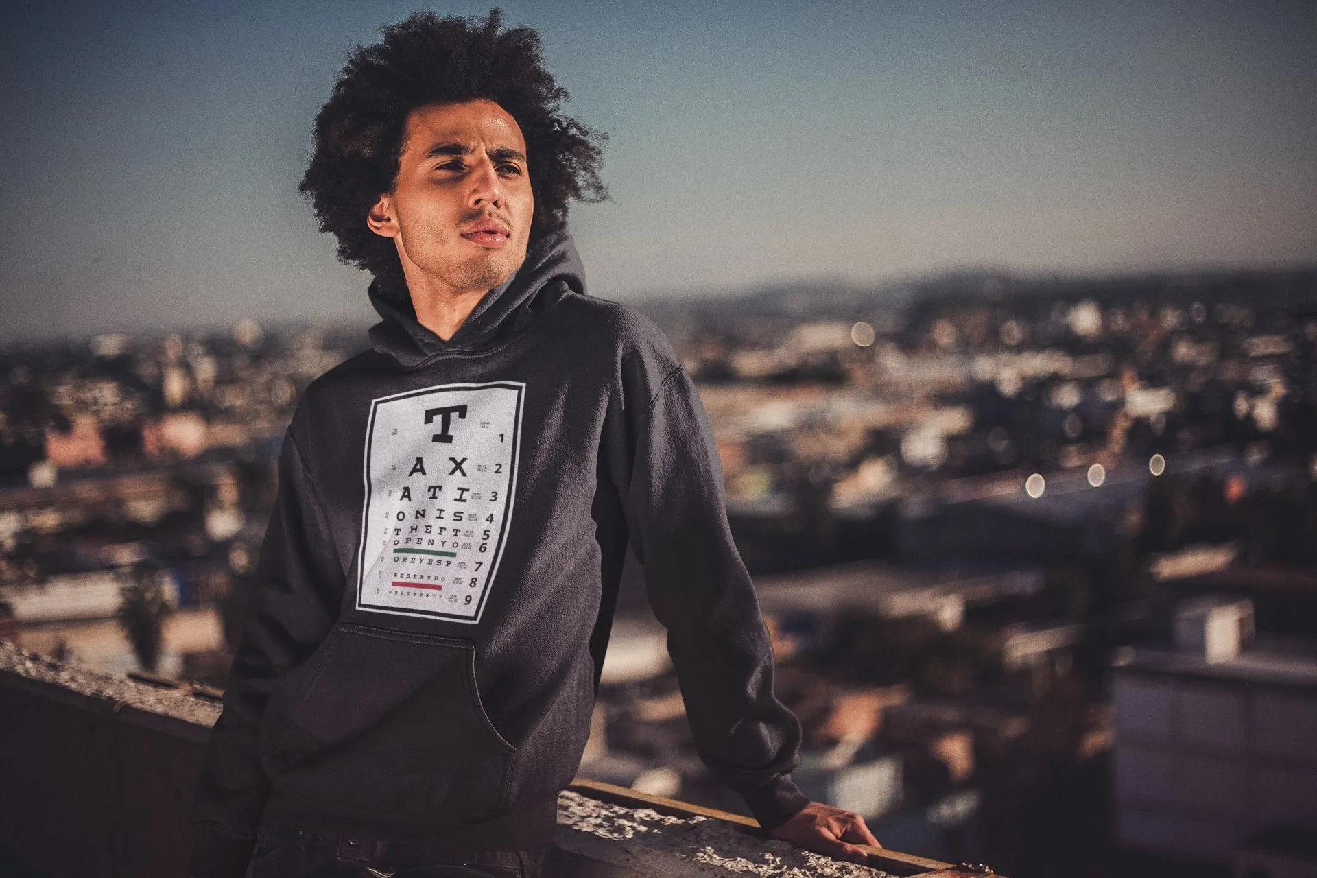 Taxation is Theft Eye Chart Light Hoodie