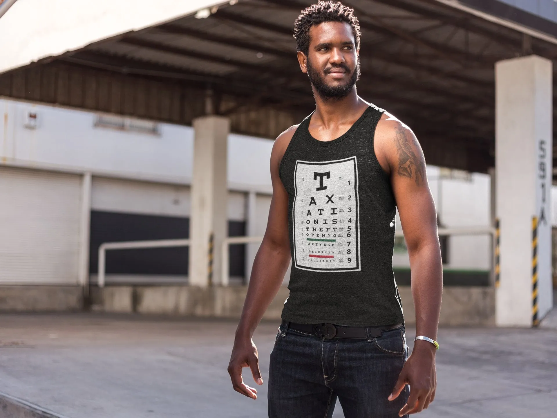 Taxation is Theft Eye Chart Tank Top