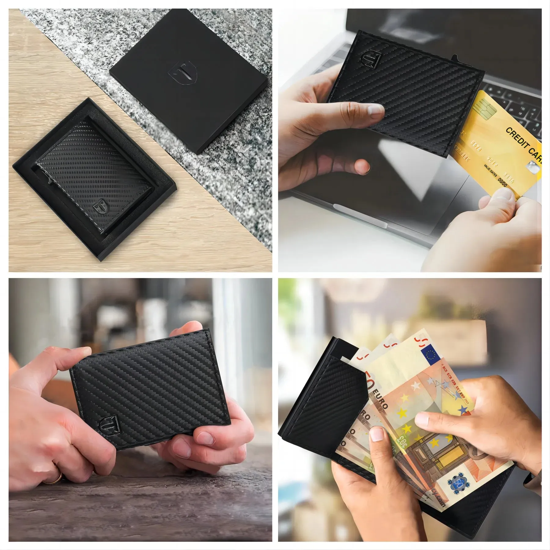 TEEHON Leather Smart Wallet with RFID Blocking and Card Popup