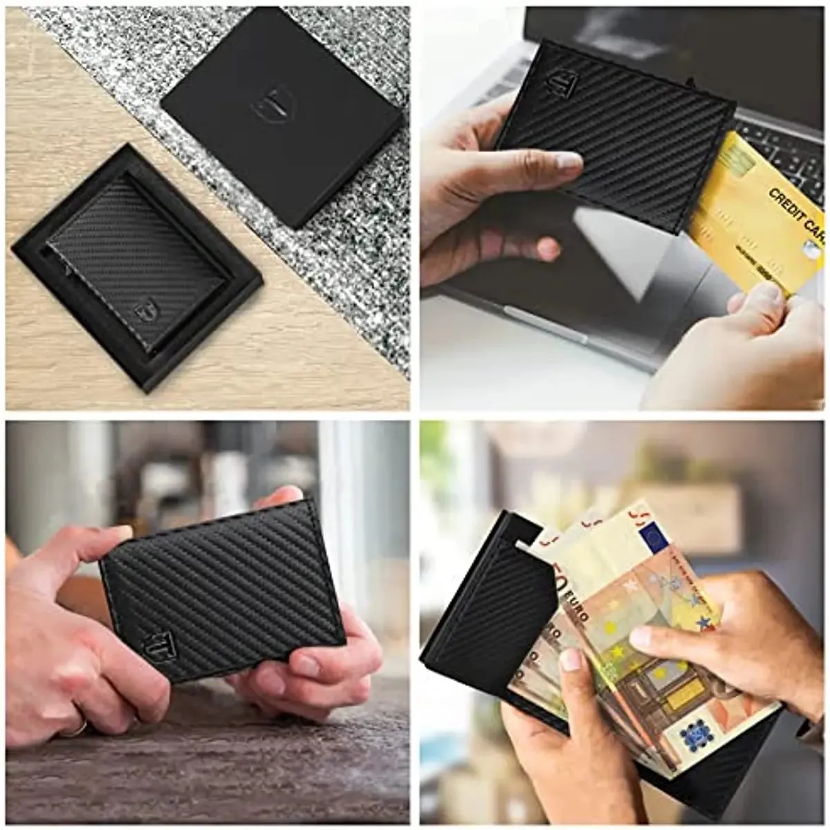 TEEHON Leather Smart Wallet with RFID Blocking and Card Popup