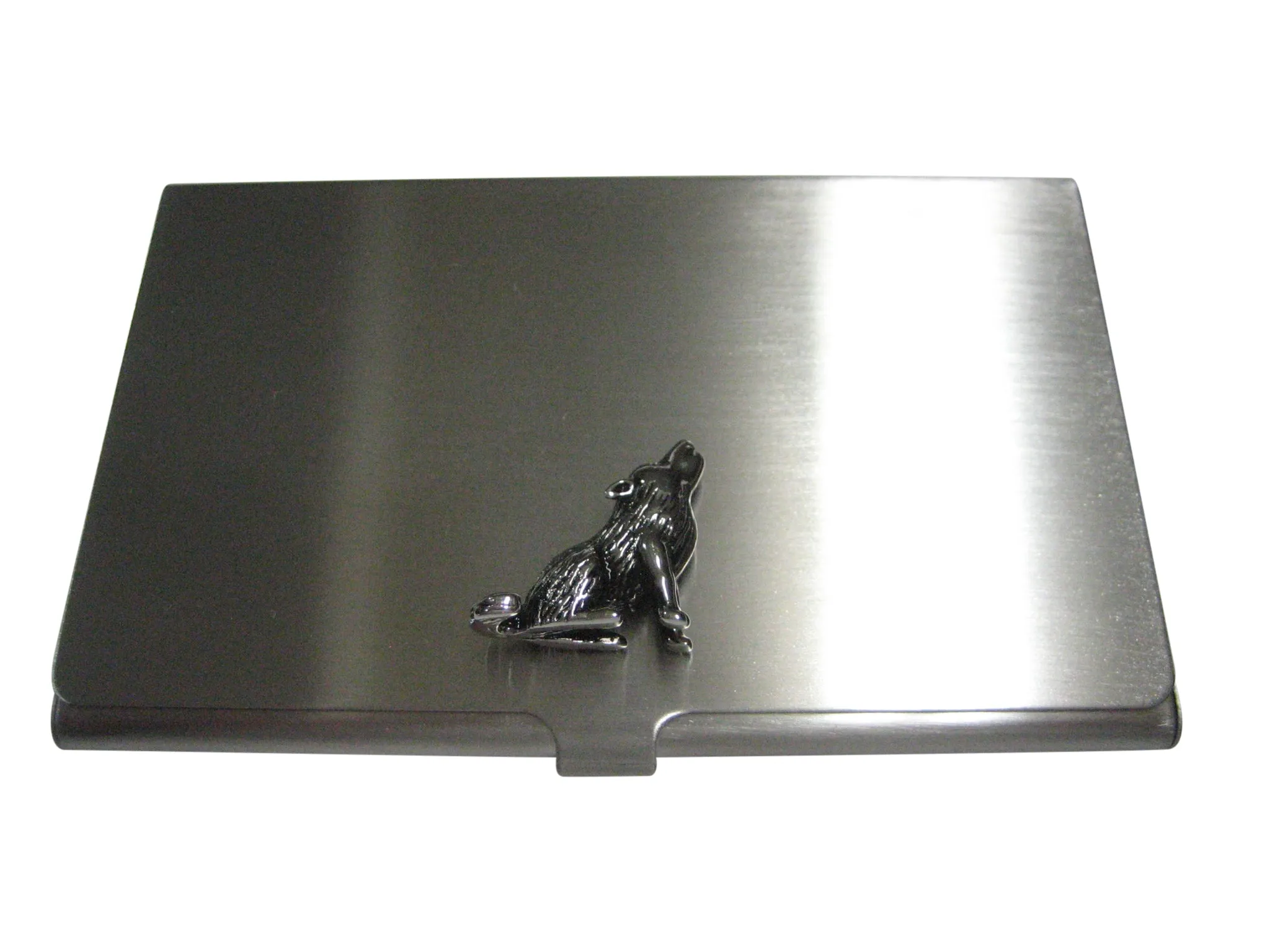 Textured Howling Wolf Business Card Holder