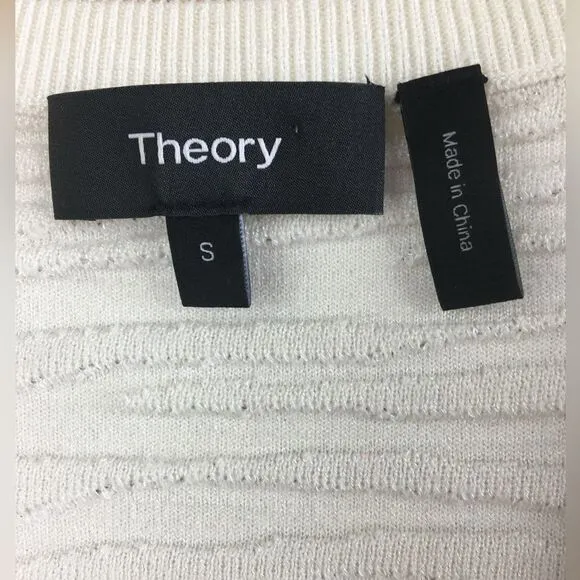 Theory V Neck Pullover Sweater Plush Zebra Wool Blend In Ivory Size S