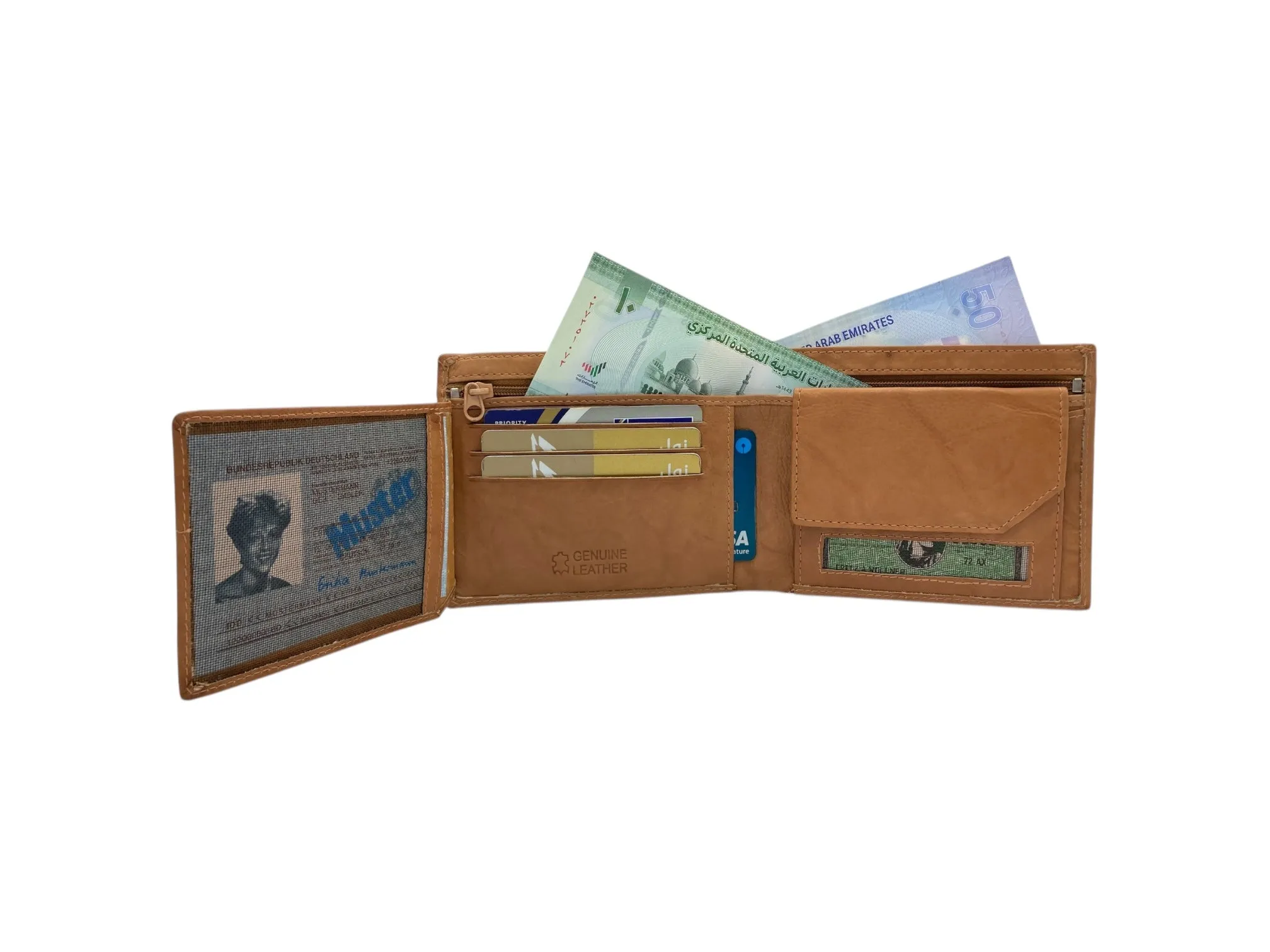 Top Grain Napa Leather Card & Coin Billfold Wallet # 1357