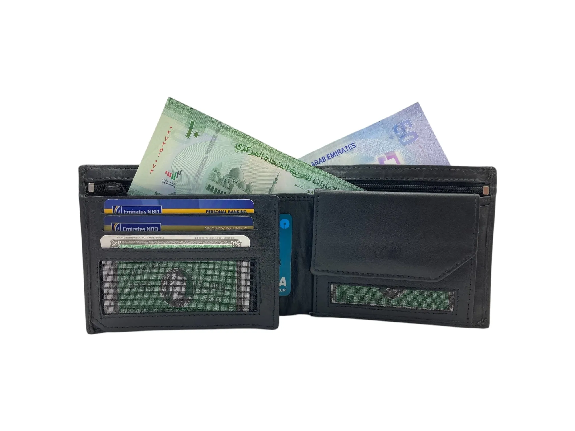 Top Grain Napa Leather Card & Coin Billfold Wallet # 1357