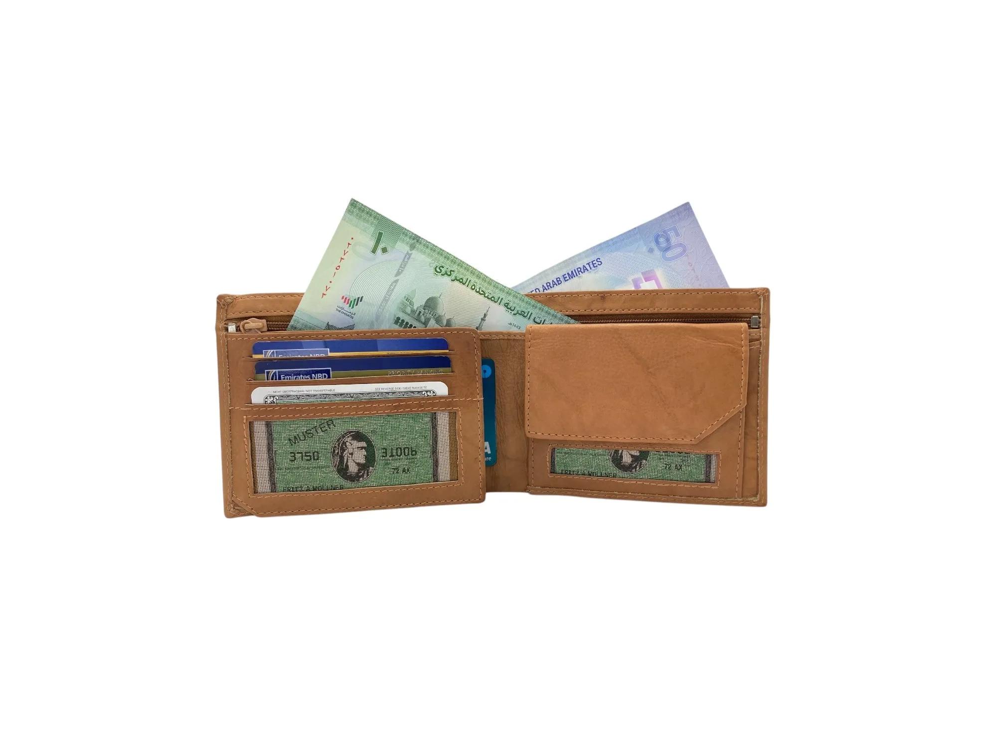 Top Grain Napa Leather Card & Coin Billfold Wallet # 1357