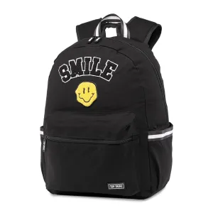 Top Trenz - Tweens - Black Smile Canvas Backpack with Patches